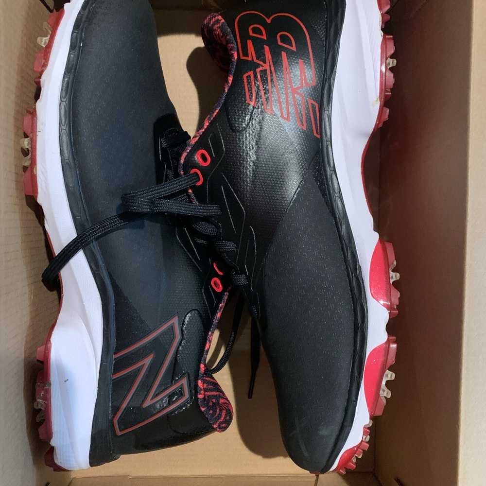 New Balance Black and Red Turf Shoes